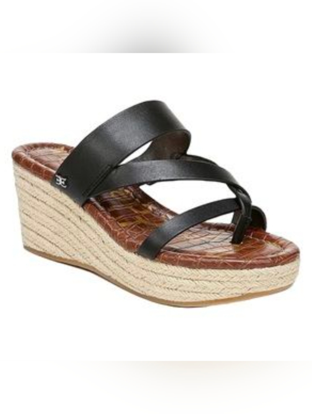 Sam Edelman Black Rashad Strappy Espadrille Wedge Sandal Size 7